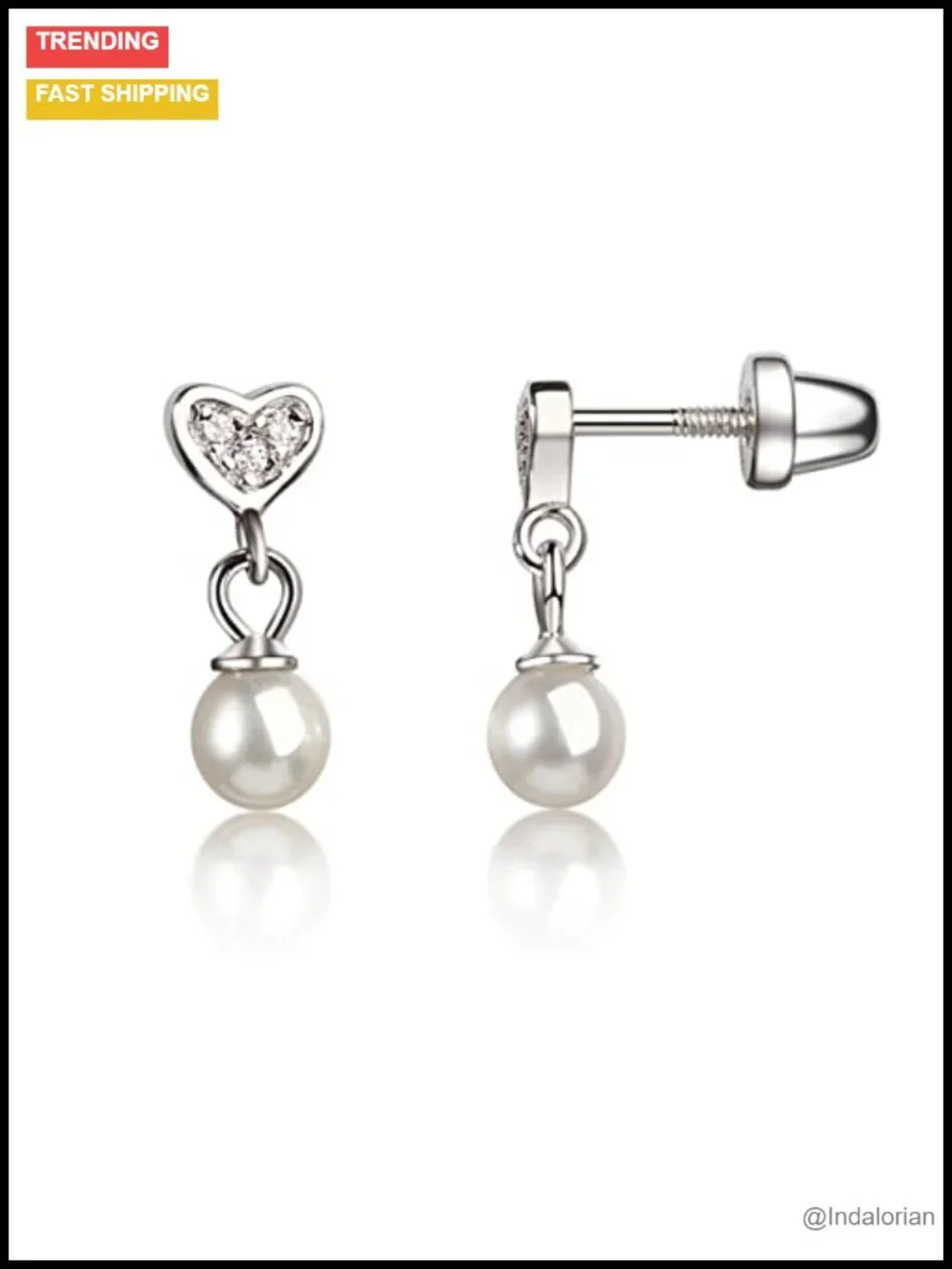 Sterling Silver Freshwater Pearl Drop Earrings for Girls Hypoallergenic Screw